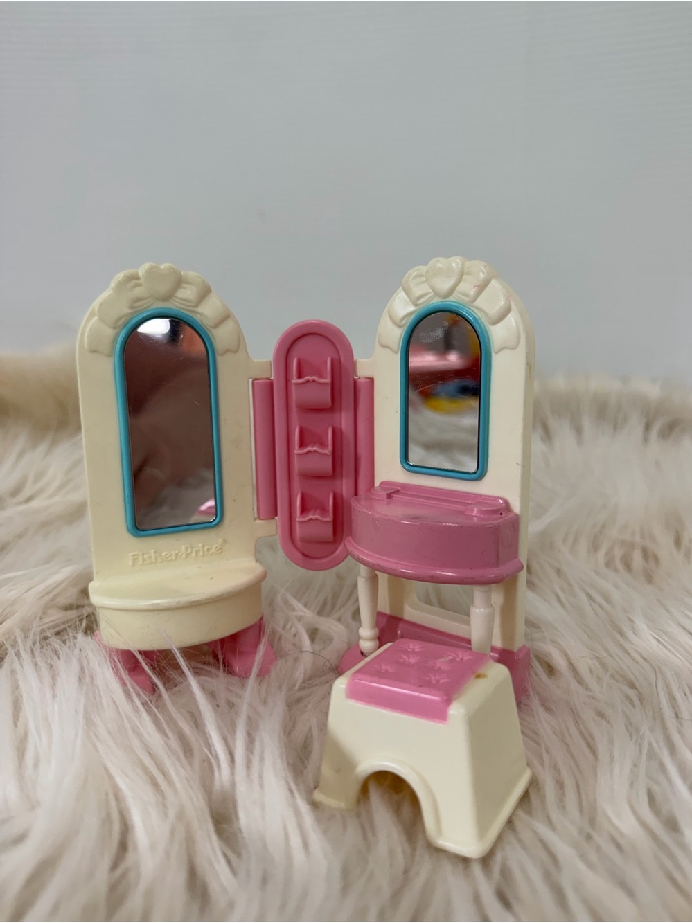 Fisher-Price Loving Family Dollhouse Vanity w/Two Mirrors & Stool '94